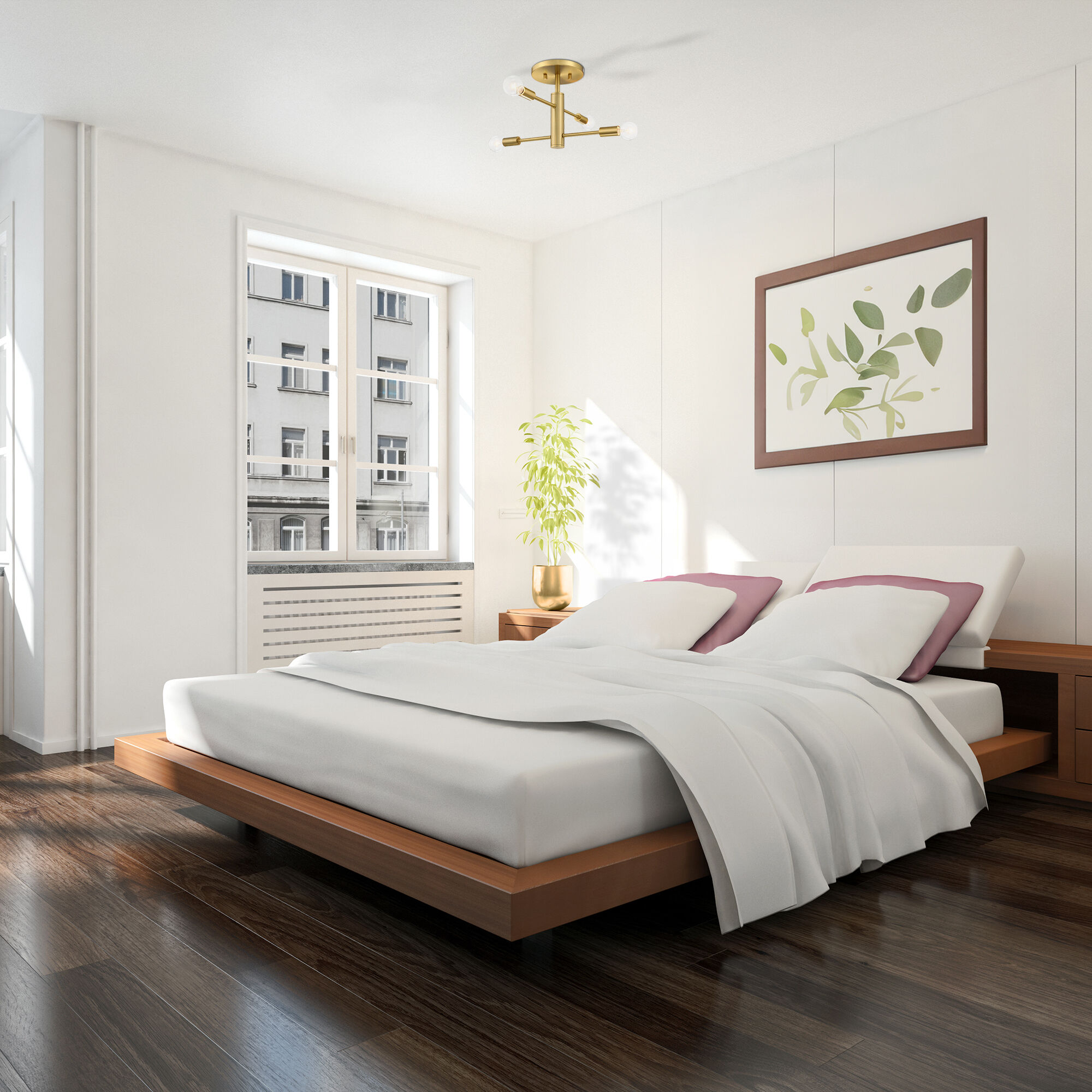 Arlo 4 Light 14.25 inch Brushed Gold Semi Flush Mount Ceiling Light